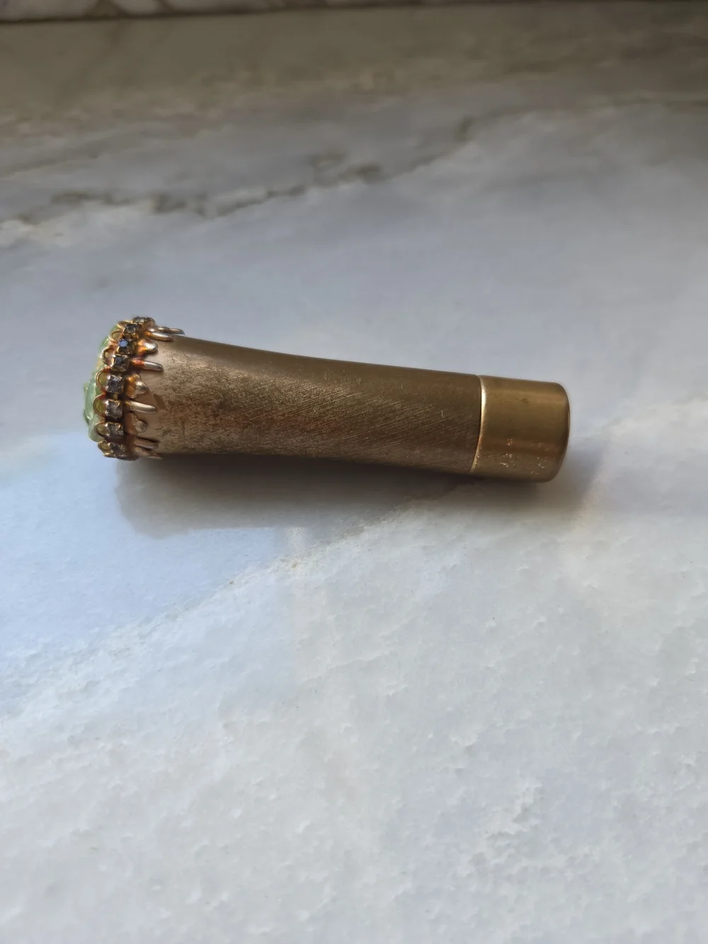 Vintage Rare Marian Bialac Lipstick Tube Genuine Jade Stones Crystals Intact